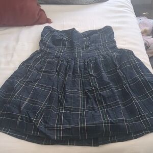 Lovesick Strapless Plaid Dress in Navy and White